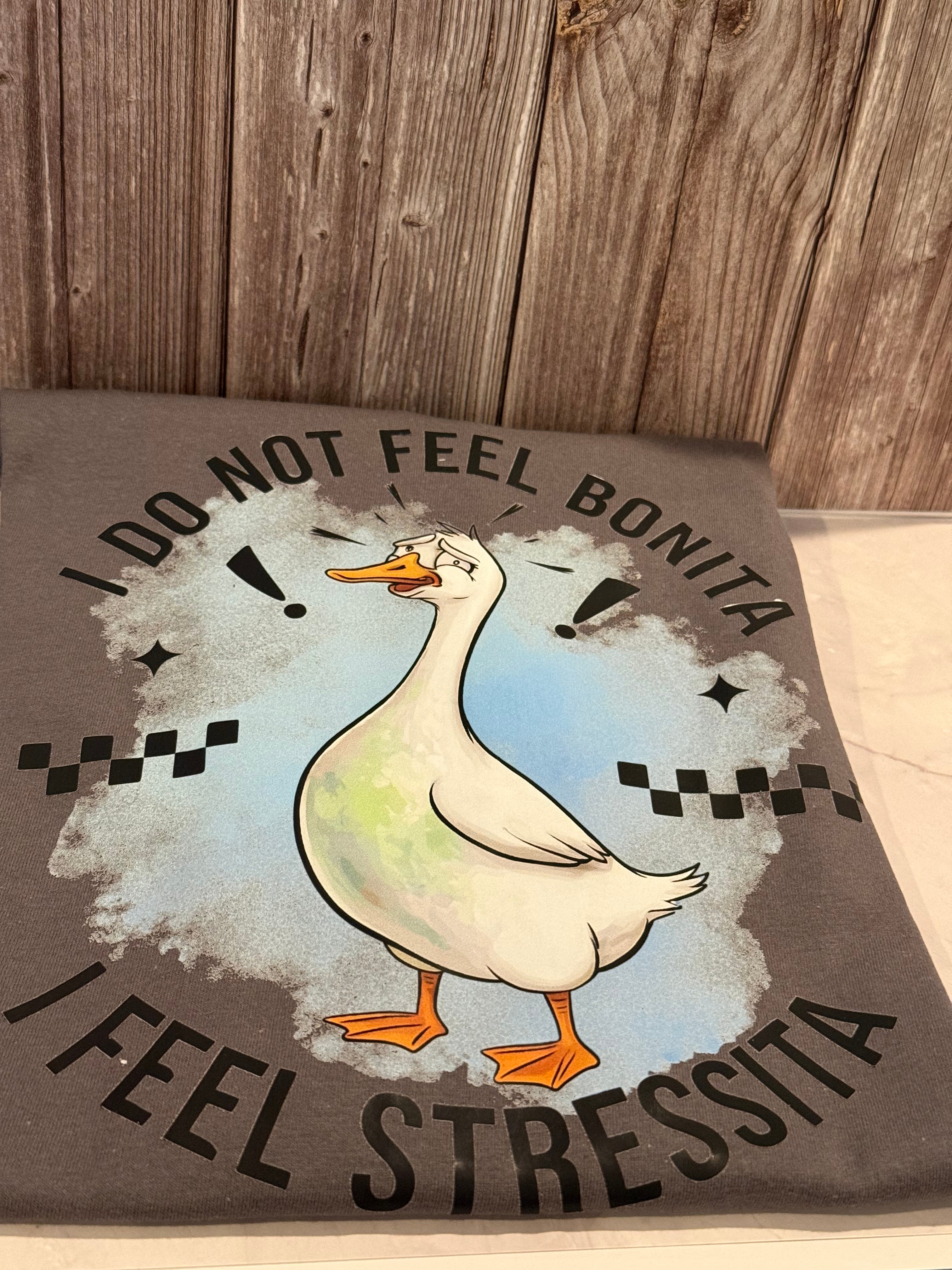Large  T-shirt I Don't Feel Bonita I Feel Stressita