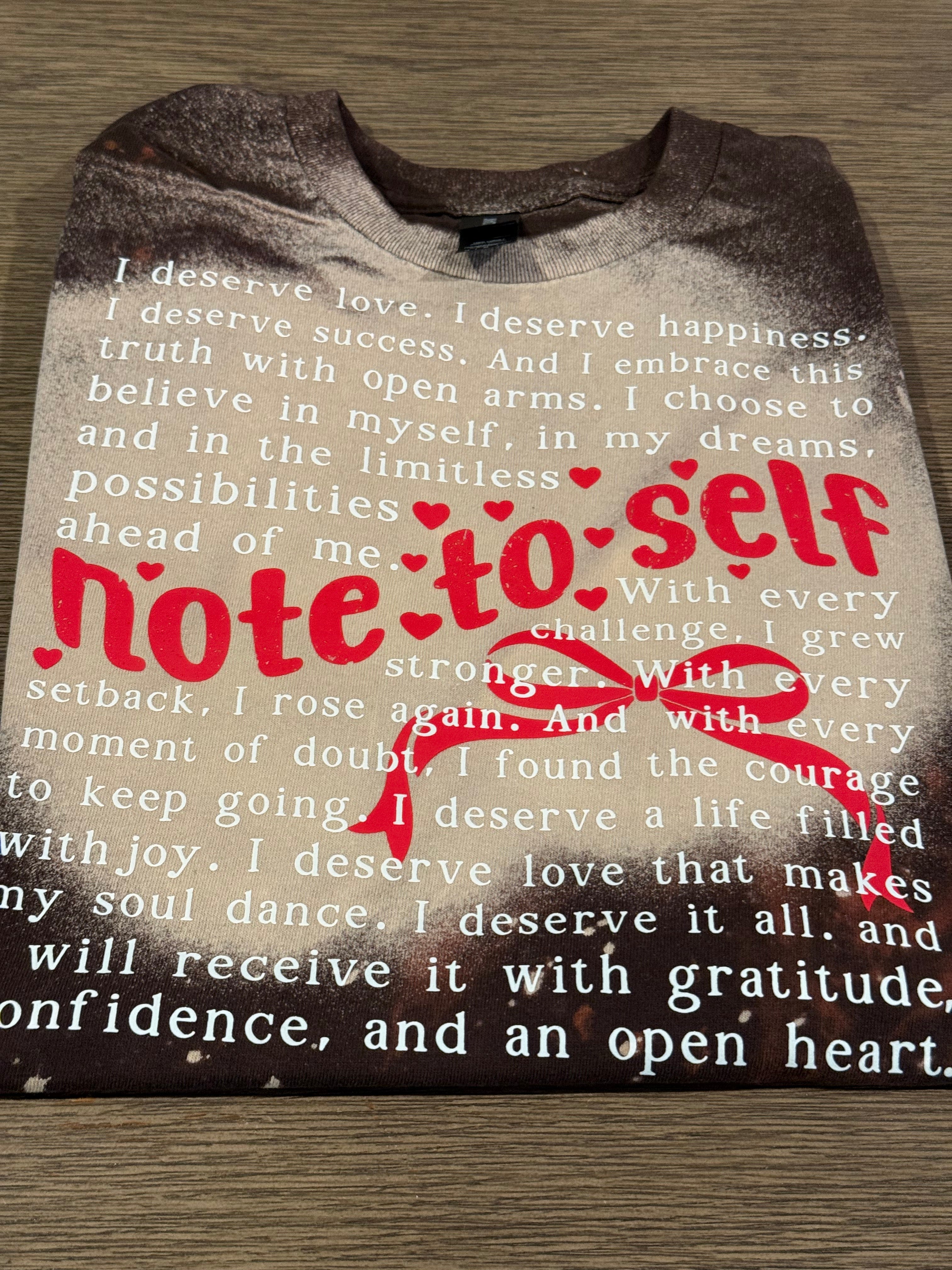 Medium  T-shirt Note To Self