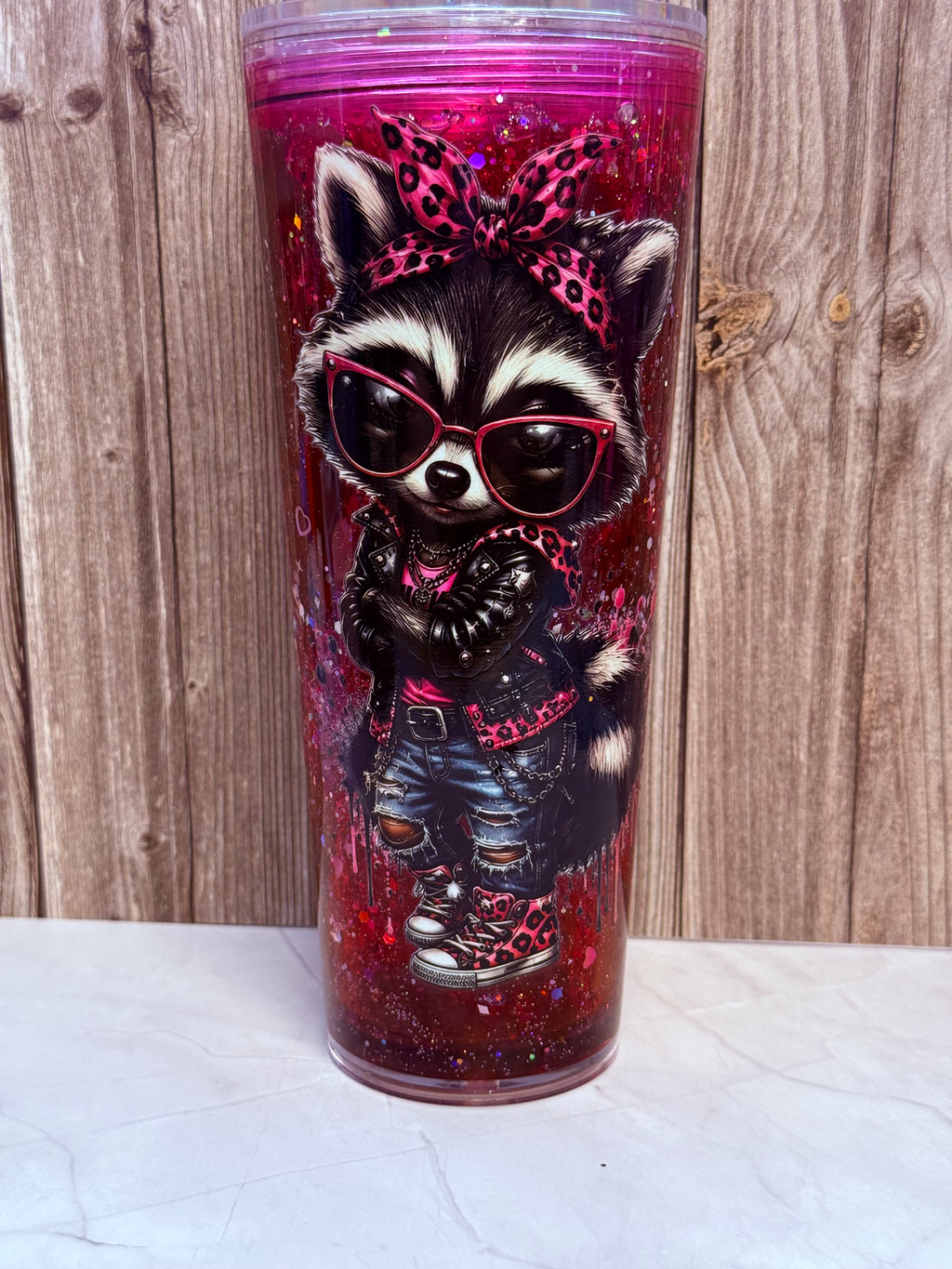 24 oz Pink Lava Raccoon